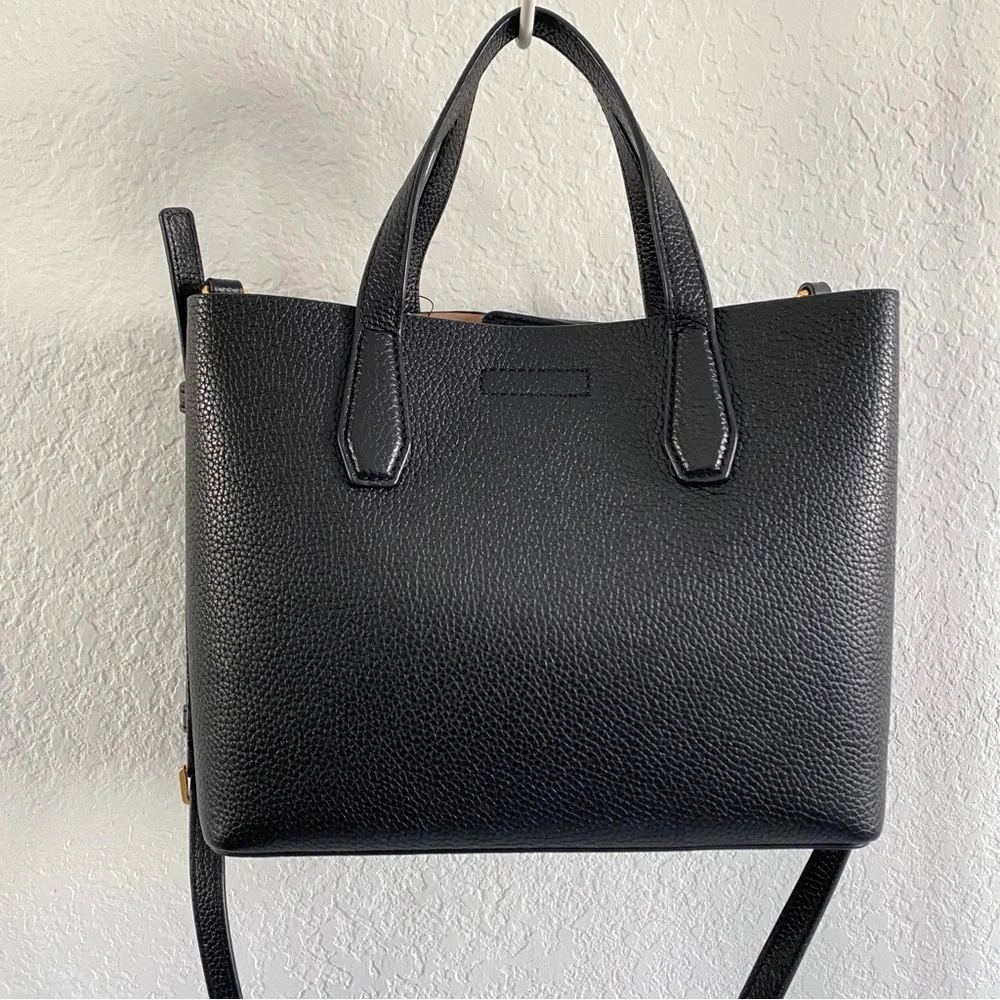 Tory Burch Black Pebbled Leather Small 2 way Tote Bag